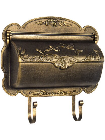 Hummingbird Design Cast-Aluminum Horizontal Mailbox in Rubbed Bronze.